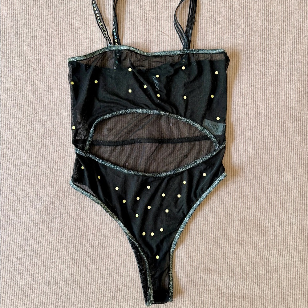 K Too Black Sheer Bodysuit